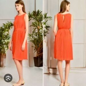 Banana Republic Pleated Belted Sheath Swing Coral‎ Orange Mini Dress 00P
